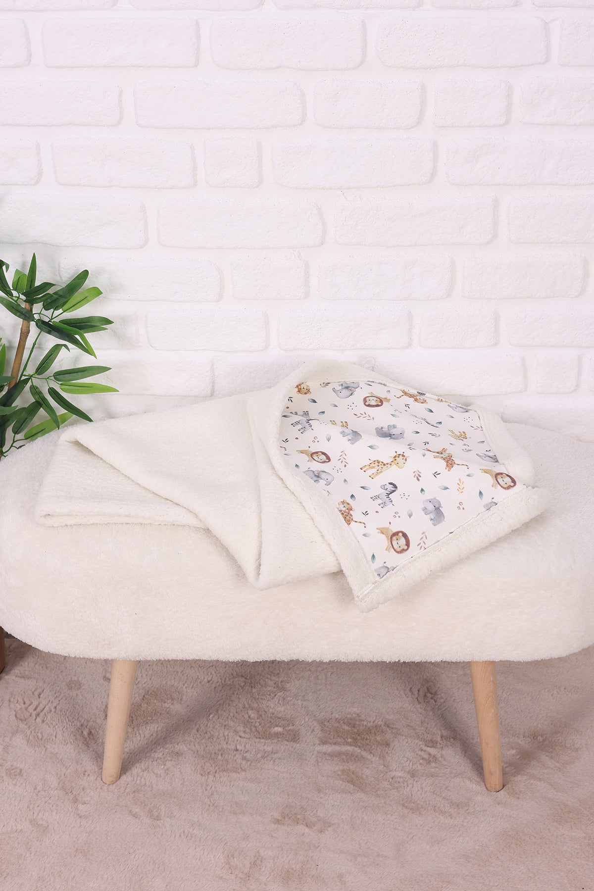 Baby Blanket  Lamb Down Fabric and Muslin Blanket 33x39 inches