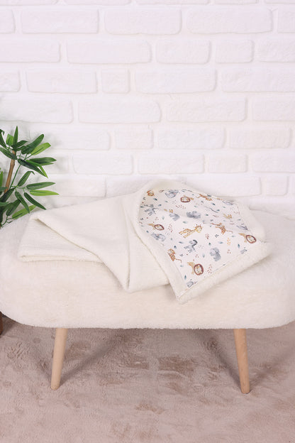 Baby Blanket  Lamb Down Fabric and Muslin Blanket 33x39 inches
