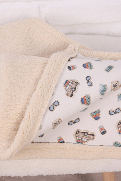 Baby Blanket  Lamb Down Fabric and Muslin Blanket 33x39 inches