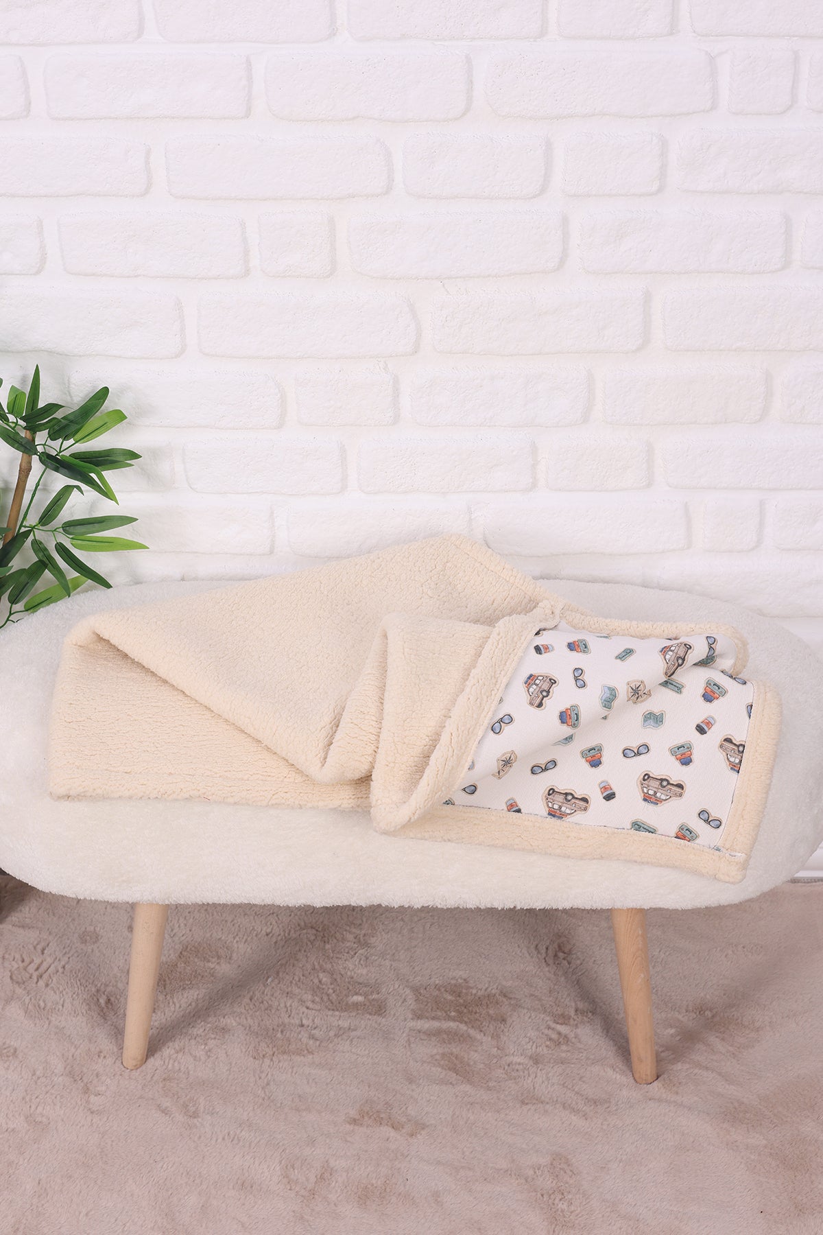 Baby Blanket  Lamb Down Fabric and Muslin Blanket 33x39 inches