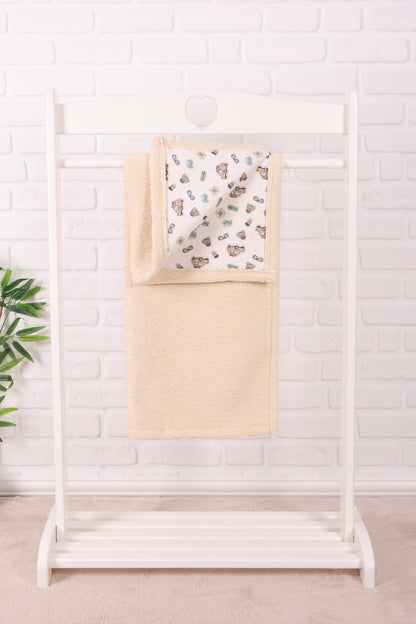 Baby Blanket  Lamb Down Fabric and Muslin Blanket 33x39 inches