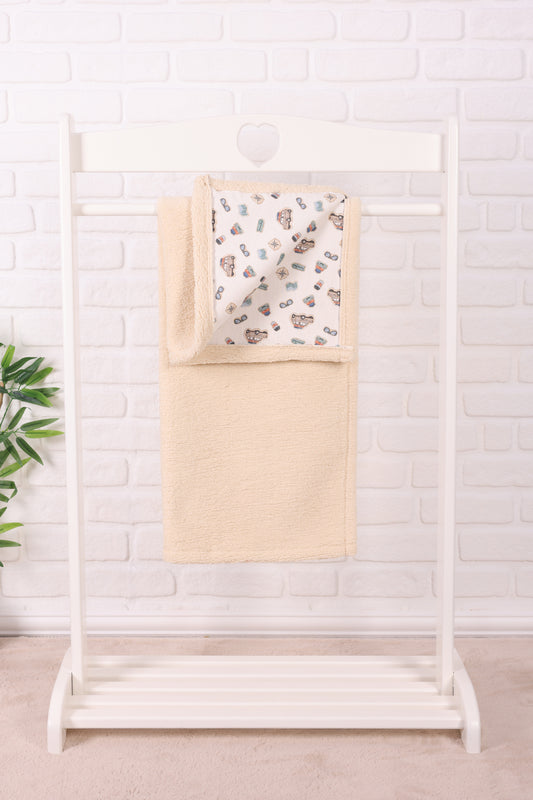 Baby Blanket  Lamb Down Fabric and Muslin Blanket 33x39 inches