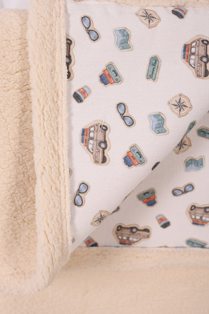 Baby Blanket  Lamb Down Fabric and Muslin Blanket 33x39 inches